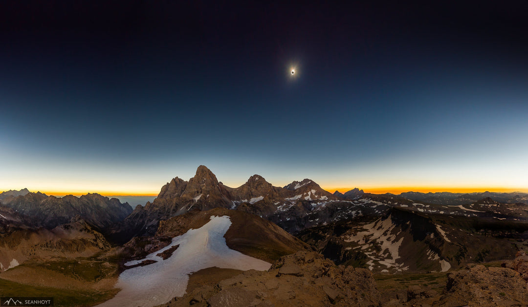 The 2017 solar eclipse hovering above Grand Teton