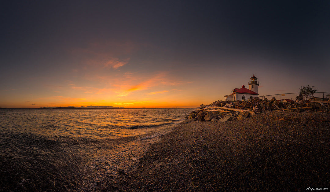 Sunset behind Alki Point Lighthouse