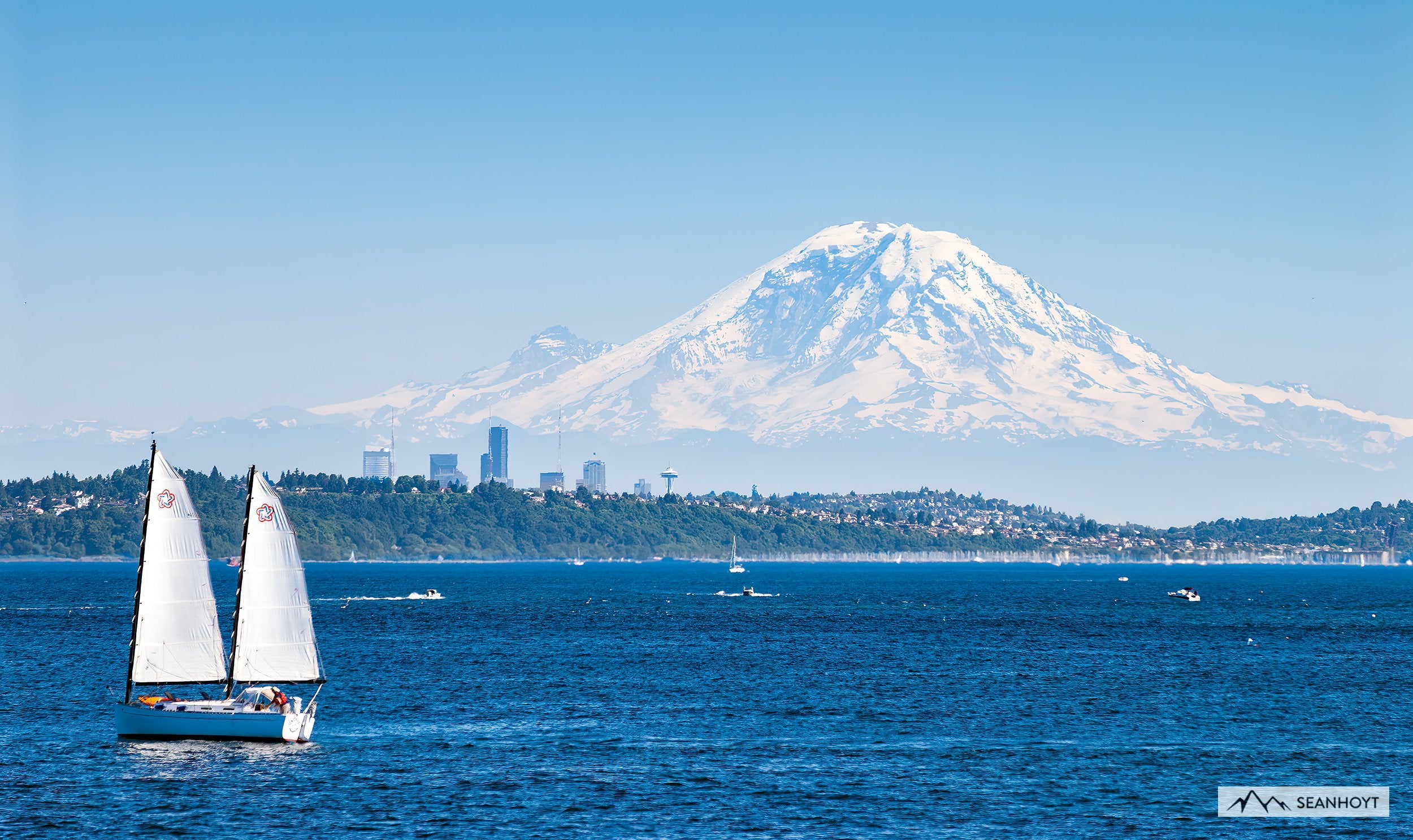 Seattle Ranier R Rainier Towering over Seattle and Puget Sound – Sean Hoyt Landscape ...